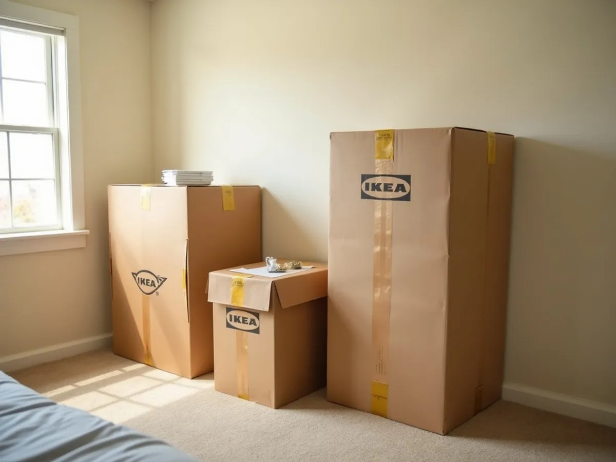 Flat-pack furniture boxes before assembly in Tweed Heads